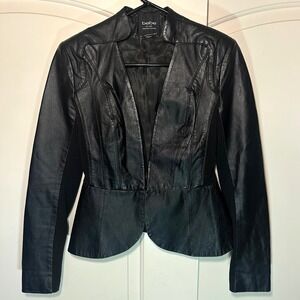 Bebe‎ Black Genuine Leather Blazer Jacket Womens XS Moto Retro Biker Grunge Y2K